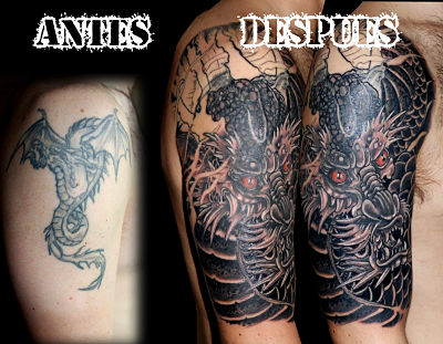 Tapado de tatuaje de dragón con dragonaco