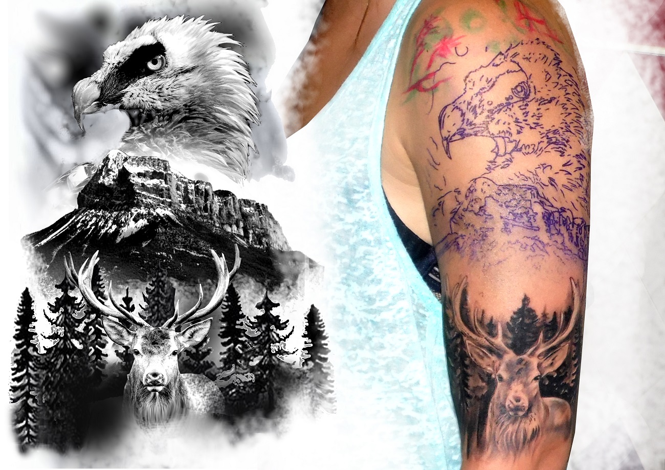 quebrantahuesos tatuaje tattoo ave rapaz montaña animales brazo realismo paisaje 13depicas