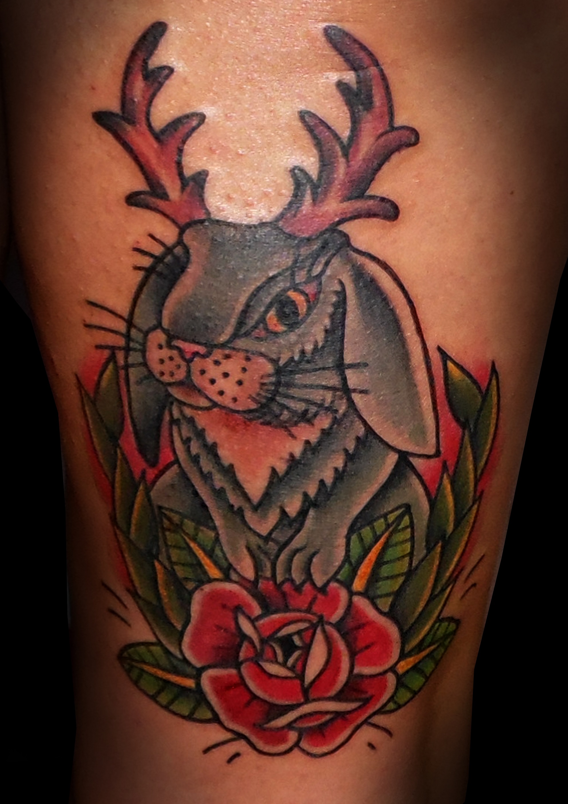 conejo rabit tradicional tattoo jaca tatuajes huesca 13depicas trecedepicas color rosa
