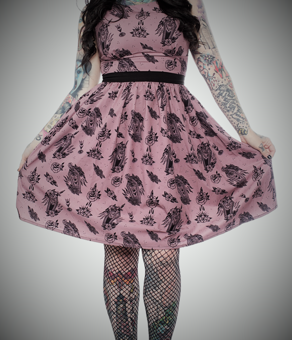 vestido tattoo style tradicional rosa negro moda alternativa online ropa 13depicas